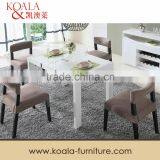 Glass Top Dining Table With MDF Frame Solid Wood Legs A1505# thumbnail-1