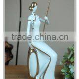 Interesting Art Collectible Chinese Lady Playing 3 Stringed Figurine thumbnail-2