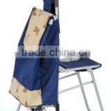 Folding shopping trolley with chair