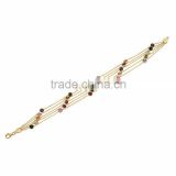 14K Solid Gold 5 Layer Rose Cut Color Zircon Light Bracelet