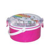 Clear Round Plastic Food Container With Compartments and Fork and Spoon Inside thumbnail-2