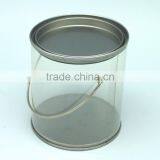 OEM Wholesale Round Bucket With Handle Clear PVC Plastic Bucket Printing Popcorn Bucket