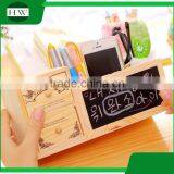 Multipurpose Wooden Double-deck Drawer Blackboard Penholder Storage Pen Container Case Box Holder thumbnail-2
