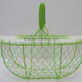 Oval Wire Baskets Garlic Fruit Storage Rustic Trugs Wood Handle Eggs Basket thumbnail-3