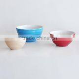 3pcs mixing bowl set stoneware with 2-tone solid color