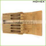 Bamboo Knife Block Knife Storage Tray Fits Standard Drawers Homex BSCI/Factory