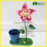 Cheap Beautiful Outdoor Garden Metal Colorful Pig Windmill Flower Pot thumbnail-1