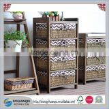 Countryside Concise Paulownia Retro Wooden Furniture With Wicker Drawer thumbnail-1