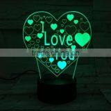 New Wedding Party LED 3D Night Light 7-Color Table Lamp Xmas Gift thumbnail-1
