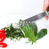 7.5"Professional Stainless Steel 5 Blades Kitchen Herb Scissors With Comb thumbnail-5