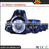T6 960lm 3 Mode Powerful Led Headlamp Wholesale Rechargable Head Flashlight thumbnail-6