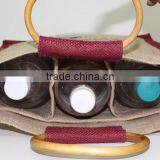 Strong Bag for Three Wine Bottles Jute Bag With Window -promotional Wholesale Custom Three Bottle Wine Bag thumbnail-3