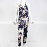 Women's Deep V Neck Floral Print Jumpsuits Chiffon Bodycon Playsuits Sexy Ladies Rompers thumbnail-6