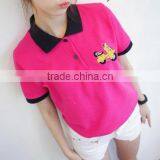 Women Polo t Shirt, Short Sleeve, 100% Cotton thumbnail-3