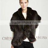 CX-B-51 China Suppliers Knitted Mink Fur Stole/ Fashion Fur Shawl thumbnail-1
