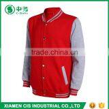 High Qulaity Custom Polyester Cotton Fleece Unisex Plus Size Red Varsity Jacket thumbnail-2