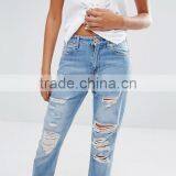Ripped Slim Trousers Jeans Women Hot Sale Cheap Blue Denim Jeans Women thumbnail-3