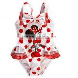 Hot summer baby girls comfortable one piece swimsuit children polka dot cartoon swimwear kids bikini lower price wholesale