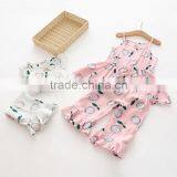 Wholesae Cotton Soft Flower Printing Tops and Pants Set Baby Girl Summer Set thumbnail-2