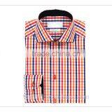 Hot Sale 100%cotton Spread Collar Bright Color Checkered Shirt for Men thumbnail-1