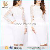 High quality wholesale China factory trendy style long sleeve summer lace midi dress