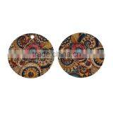 Copper Enamel Painting Charms Round Gold Plated Multicolor Flower thumbnail-3