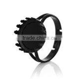 Copper Adjustable Blanks Rings Round Black Cabochon Settings 16.7mm 10 PCs Ring Setting thumbnail-1