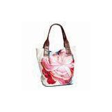 Colorful Flower Trendy Ladies Leather Handbags Zipper Casual Tote Bag For Girls