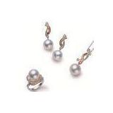 Female 925 Sterling Silver Fashion Gold Plated / Pearl Stud Earrings / Necklace