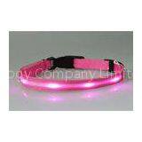 Comfortable Pink LED Flashing Pet Collar Safety Necklace / Light Up Collars For Dogs
