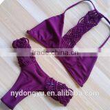 Purple Hand Knitted Multi Rope Swimwear Bikini/ Shmda Halter Bikini Swimwear/ Fancy Bikini Set Swimwear Beachwear