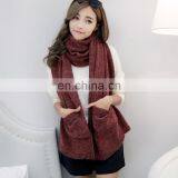 New Fashion Oem Thick Acrylic Knitted Infinity Pocket Scarf thumbnail-2
