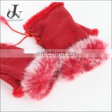 China Supplier Winter Fashion Real Rabbit Fur Mitten Fingerless Gloves