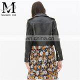 High Quality Women Fashion Long Sleeve Zipper Design Leather Jacket thumbnail-2