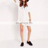 Latest Fashion Blouse Design White See Through White Shirt thumbnail-2