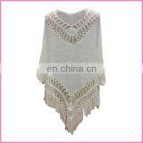Guangzhou 2015 Casual Gypsy Style Hollow Poncho Blouse and Shirt With Long Tassel thumbnail-2