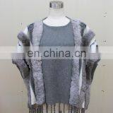 Vintage Style Rabbit Fur Knitted Shawls Fashionable Knit Shawls With Tassel Stylish Knitting Cape Poncho thumbnail-4