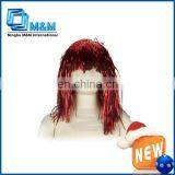 Red Pom-Pom Tinsel Wig For Party Activities thumbnail-1