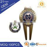 Provide Personalized Customized deluxe automatic metal ball marker golf pitch fork with clip