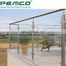 Deck Cheap Glass Balustrade Balcony Stainless Steel Baluster Glass Railing thumbnail-1