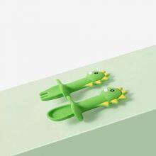 Children's Spork Learning Spoon Silica Gel Baby Newborn Baby Auxiliary Food Licking Spoon thumbnail-3