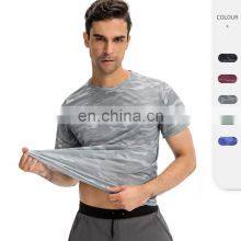 Quick Dry 100% Polyester Camo Printed Sports Gym Shirt Men's Workout Training Wear T-Shirt Loose Short Sleeve Fitness Top thumbnail-1
