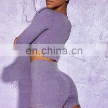 New Ribbed Scrunch Butt Lift Seamless Leggings Yoga Suit Push Up Bra Top Women Workout Gym Running Sportswear 2/3/4/5/6 PCS Set thumbnail-5