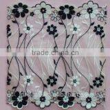 Black and White Flower Wiss Voile Embroidery African Organza Lace thumbnail-1
