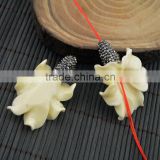 LFD-0019B Wholesale White Shell Flowers Pave Rhinestone Connectors Beads For Making Charm Bracelet necklace