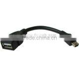Black Mini 5pin USB to USB AM OTG Adapter Cable, Length: 12cm