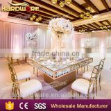 stainless steel base hotel dining table crystal frame golden banquet table