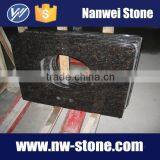 Tan Brown Bathroom Vanity Top , With Sink and Holes