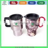 colorful stainless steel water mug with handle and lid