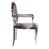 Round Back Armrest Tufted Dining Chair Steel thumbnail-3